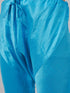 Vastramay Men's Orange Matka Silk Nehru Jacket With Aqua Blue Silk Blend Kurta and Pyjama Set